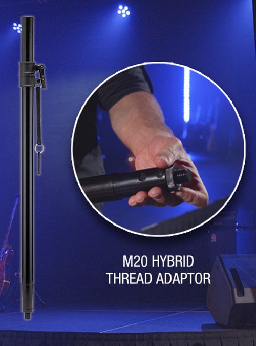 Hercules Stands Launches Adjustable Subwoofer Pole with Hybrid M20 Adapter