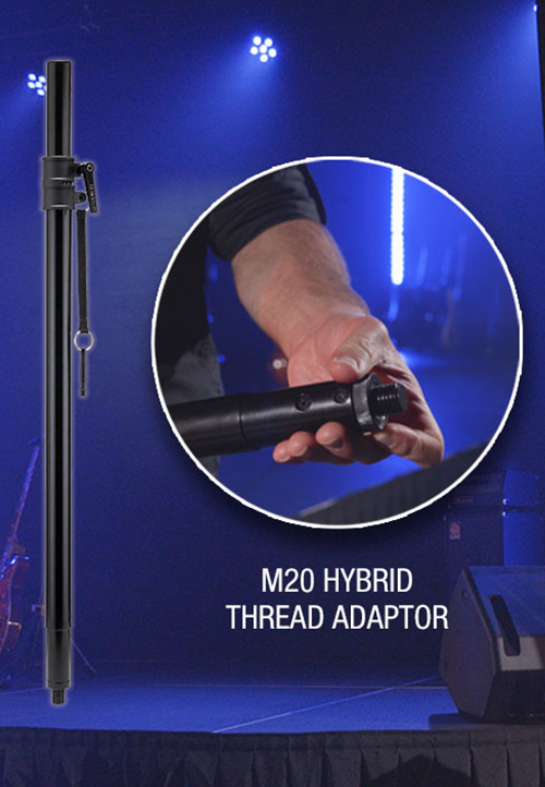 Hercules Stands Launches Adjustable Subwoofer Pole with Hybrid M20 Adapter